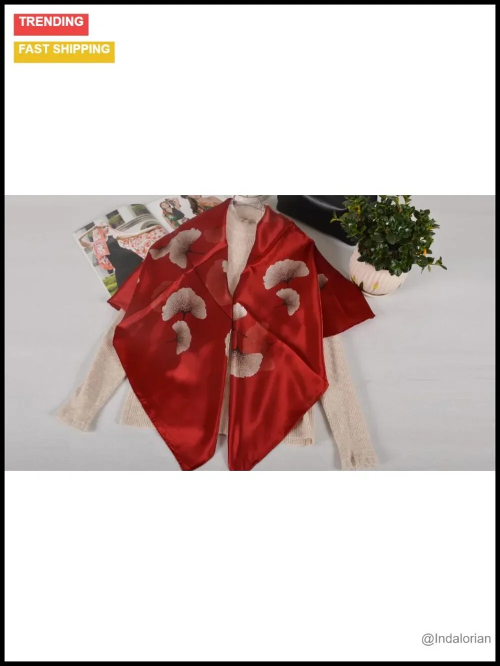 100% Mulberry Silk Square Scarf Floral Shawl Wrap Lightweight